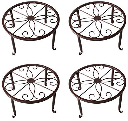 ANQIA 4PCS Indoor Metal Plant Stand Flower Pot Stand,Set of 4 Iron Plant Stands (Red)