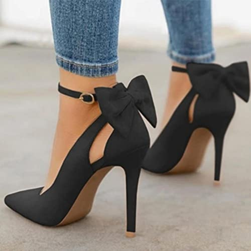 YHCS Femmes Pointues Toe Toe High Talons Femme Talons Minces Mesdames Sexy Pompes Mesdames Boucle Boucle Femelle Fashion Bowknot Chaussures Plus Taille 34-43