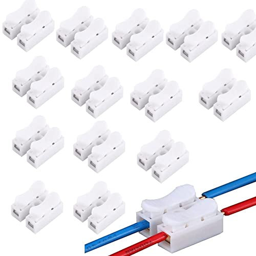 100 Piezas Empalme Rápidos, Conexión Rápida de Cable, 10A 220V 2 Pin Push Quick Wire Cable Connector Terminal de Cableado Blanco, para Iluminación de Cableado Eléctrico y Automotriz