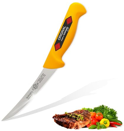 EIKASO Solingen Ausbeinmesser gebogene Klinge 13cm Klinge Semi-Flex aus Molybdänstahl 1.4116 Filetiermesser Fleischmesser Metzgermesser mit Profi Solinger Qualität für Fleisch Fisch Gemüse