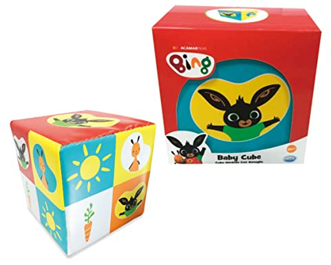 ODS - Bing, Baby Soft Cube, Cubo Morbido 15x15 cm, Gioco Prima Infanzia con Sonaglino, in Ecopelle, con Personaggi Bing, Età Consigliata +6 Mesi