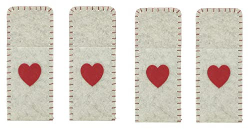 FRANK FLECHTWAREN Bestecktasche Beherzt, 4er Set, Filz, 100% Polyester Maße: 10 x 16 cm, GH 25 cm, ohne Deko