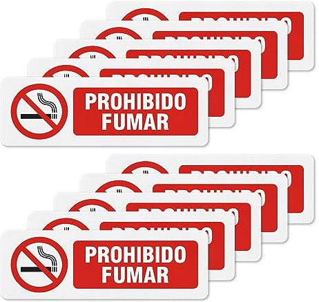 YIKIADA Pegatinas Prohibido Fumar - Cartel Prohibido Fumar en el Exterior e Interior Adhesivo 15x5CM - 10ud