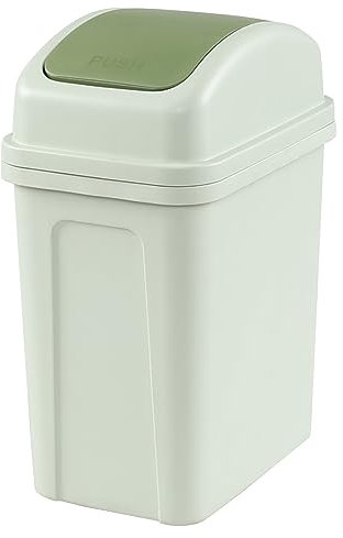 Ikando 7 L Small Trash Bin with Swing-top Lid, Plastic Garbage Bin, Green