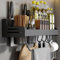 Edumov Gewürzregal Wand, Gewürz Organizer Ohne Bohren, Gewürzregale Hängend, Gewürzhalter Kleben, Küchenregal Wand Metall für Schranktür,Küche, Spice Rack, 40cm, Schwarz