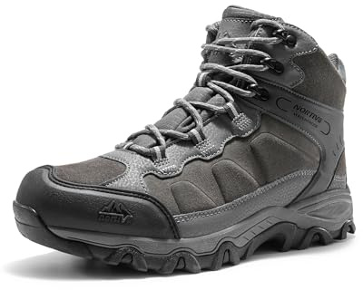 NORTIV 8 vattentäta vandringsstövlar för män utomhus Mid Trekking lätta bergsklättringsskor Paladin, storlek 9, mörkgrå, JS19004M