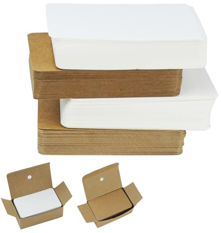YUUTIAL 200 stycken tomma indexkort papperskort, blanka visitkort, papper vykort, spelkort, kraftpapperskort, passar för inbjudningsbrev, presentetiketter – 9 x 5,3 cm (brun och vit)