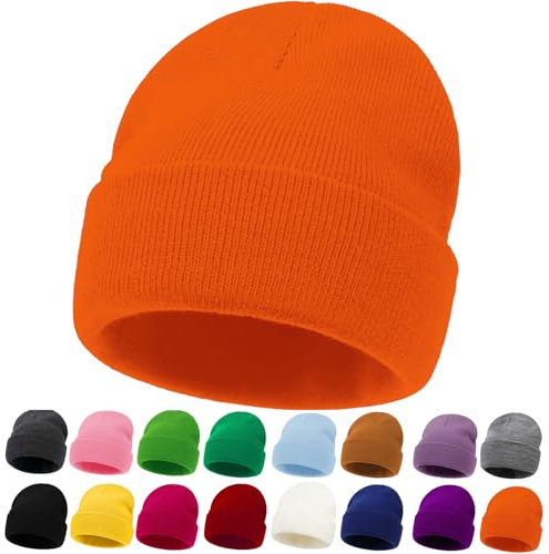 ZOORON Kids Beanie Boys Girls Beanies Children Winter Hats Children Knit Warm Caps Kids Soft Beanie Cap Orange