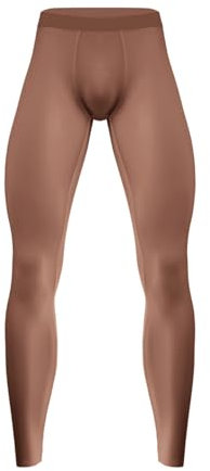 Sxiwei Sport Leggings Lange Unterhose Herren Seidige Funktionsunterwäsche Tights Strumpfhose Yoga Fitness Laufhose Braun XL