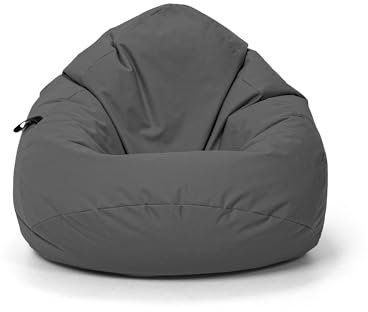 Nadimaideal Sitzsack Tropfenform Kastanie | Bodenkissen für Kinder & Erwachsene | Indoor & Outdoor | Gaming Sitzsack - Sitzkissen - Beanbag | Füllung EPS Perlen (Anthrazit, XXL-Durchmesser 88 cm)