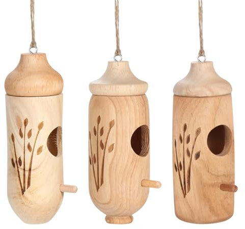 Mbiyhgta de Colibrí, Casas de Colibríes, 3X de reproducción de Madera de Madera, de reproducción de la cabaña de pájaro para Patio, balcón, Porche, Tronco de árbol