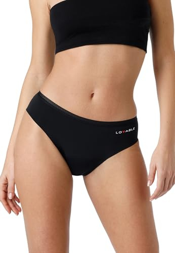 Lovable Slip da Ciclo Mestruale Flusso Abbondante | Mutande Invisibili in Microfibra, Lavabili, Riutilizzabili e Anti-Perdite | Period Panties Donna, Nero, XS