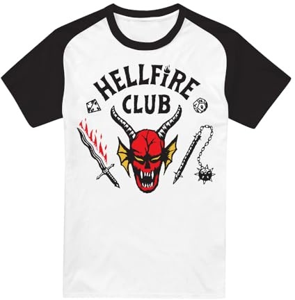 Stranger Things Hellfire Club Homme T-Shirt Manches Courtes Multicolore