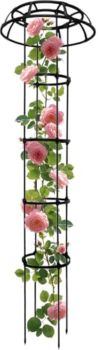 Enrejado en torre para plantas trepadoras | Soporte para cultivo en vertical | Estructura resistente al exterior con soporte para pepinos, frijoles, vid, verduras, rosas, uvas y calabacines