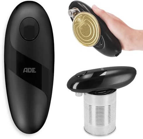 ADE Elektrischer Dosenöffner | perfekt für Senioren | praktischer Deckelöffner mit Magnet und Haken | ohne scharfe Kanten | inkl. Batterien