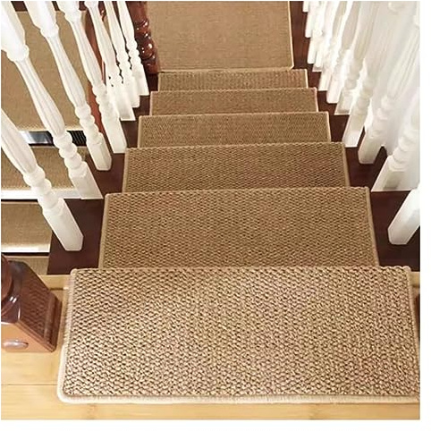 Alfombra para peldaños de escalera antideslizante, autoadhesiva, imitación de sisal, para interiores, tapete de seguridad, protector de pelar y pegar para peldaños de escalera para perros mayores