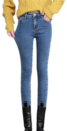 Jean Polaire Femme Jean Taille Elastique Jeans Legging Confortable Et