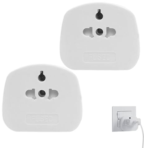 Acunny Elektrisk nätadapter | 2 stycken laddningskablar och eluttag - internationell omvandlare med 13A säkring för bärbara datorer och mobiltelefoner för resor till Malaysia, Singapore