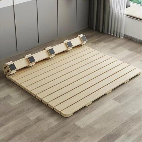 Struttura Letto Pieghevole da Pavimento, Letto A Doghe in Tatami di Legno, Base Futon in Legno Massello, Supporto per Materasso Arrotolabile Salvaspazio per Camere One Color 78.7 * 47.2in