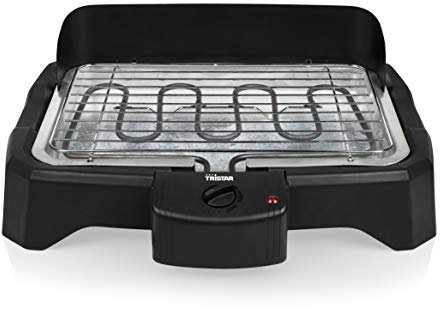 Tristar BQ-2824 Elektrischer Tischgrill, regelbares Thermostat, 2000 W, rauchfreier Grill, schwarz