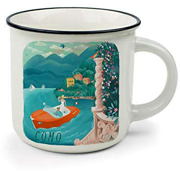 Legami - Tazza Cup-puccino in Porcellana New Bone China, Tema Como, Tazza da Colazione, World Cities, Mug Caffè Thé, Lavabile in Lavastoviglie, Diametro 10 cm, Capacità 350 ml