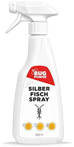 BugPower Silberfisch Spray 500ml - Sofort- und Langzeitwirkung - Ungezieferspray mit Knock-down-Effekt - gegen Silberfische - Alternative zu Köderdosen