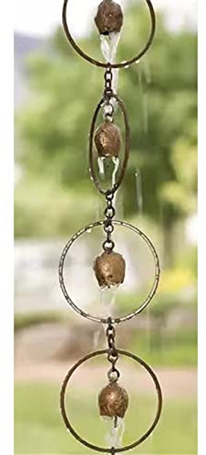 CMYUN Regenkette Fallrohr Regenketten Glockenform - Vintage Gartendeko Metallrinnenkette für Fallrohre, für Vordere Veranda Deck Hintere Terrasse, 100cm