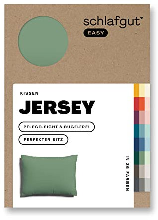 Schlafgut Easy Jersey Kissenbezug 70x90 cm Green Mid mit 100% Baumwolle, superweicher & atmungsaktiver Kopfkissenbezug
