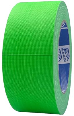 ACIT Fluo presenningstejp, 50 mm x 25 m, förstärkt presenningstejp, Duct Tape, Gaffer, Amerikansk fluorescerande duktejp, reparationer, högtätande fixering och förpackning (grön)