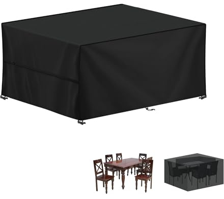 LAMUNI Funda Mesa Jardin Impermeable 160x100x75cm Funda Muebles Jardin Rectangular Cubierta para Muebles de Jardin 420D Tela Oxford Cubierta de Mesa Exterior Funda Protectora Mesa, Anti-Viento