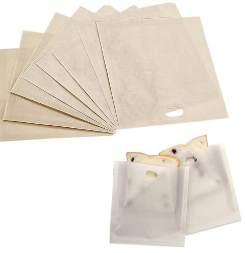 Dinghaole sac grille pain, 8 sacs à toasts antiadhésifs - pour les pizzas au fromage grillé et les sandwichs (Beige)