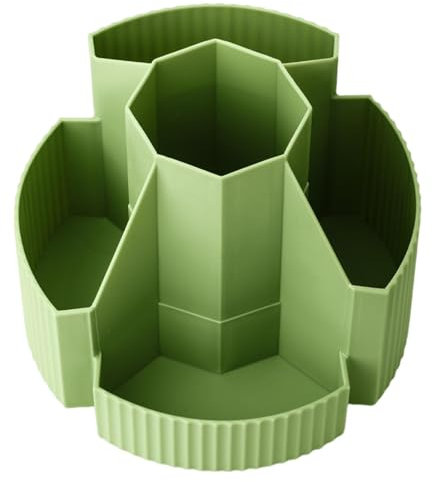COMFOLIVING Pen Holder For Desk - 5 Compartments Desk Organiser Pen Pot | Rotating Stationary Organiser Pencil Pot | Desk Pen Holder Crayon Organizers | Desktop Storage Stationery Supplies Organizer