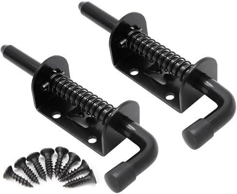 Litensh Goupille de loquet à ressort Loquet Porte en acier Inoxydable, Verrou à Ressort de Portail Loquet de Porte Boulon Verrouillage pour Grange Garage Intérieur abri de Jardin Armoire 128mm noir