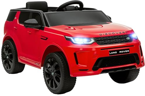 AIYAPLAY Macchina Elettrica per Bambini 3-6 Anni 12V Licenza Land Rover Discovery, 3-5km/h Auto Elettrica per Bambini con 2 Motori, Telecomando, Cintura, Musica, Clacson e Fari, Rosso