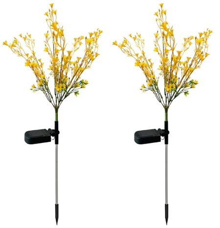Lot de 2 lampes solaires à 7 fourches pour fleurs de colza - Contrôle intelligent de la lumière IP65 - Étanche - Pour jardin, pelouse, paysage