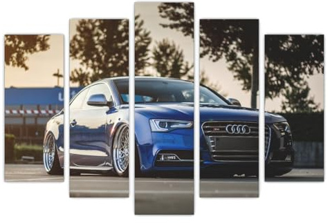 AREDE Set di 5 Stampe da Parete Quadri Moderni Decorazioni da Muro per Casa Soggiorno Camera da Letto e Cucina Auto Sportive | 120 x 80 cm | Pronto da appendere