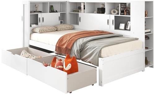 Goldicoo Kids Bed Corner Bed for Boys with Storage Single Wooden