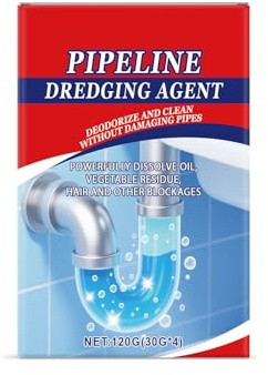 Mnozreo Potente Agente de Dragado de Tuberías,120G,1PC,Limpiador de Fregadero y Drenaje,Polvo De Drenaje y Fregadero Sin Obstrucciones