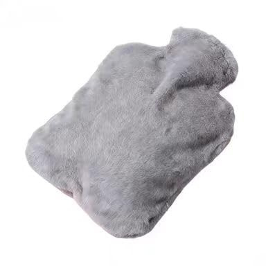 ZWWOGE Housse en Peluche Douce pour Bouillottes 1 Litre (Gris) - Bouillotte Étanche Non Incluse - Enveloppe Protectrice & Chauffante pour Nuque et Corps