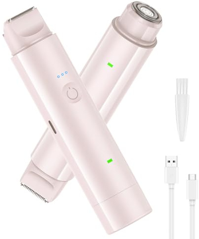 Electric Lady Shaver for Women, Wet & Dry Use 2-in-1 Bikini Trimmer, Waterproof Cordless Body Hair Trimmer & Pubic Hair Remover, Painless Personal Electric Razors for Bikini Underarm Leg Arm Body Face
