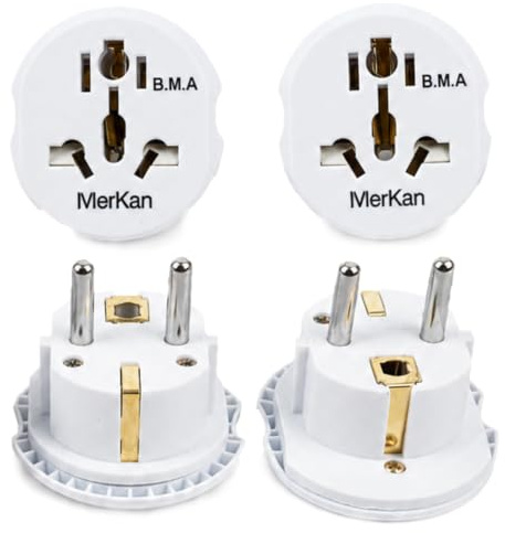 4 st universell adapter, internationella uttag med EU-kontakter, internationell resekontakt, för Europa, USA, Thailand, Ryssland, Sydkorea, 16A/250 V