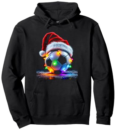 Ballon de Football Festif avec Bonnet de Père Noël et lumières Sweat à Capuche