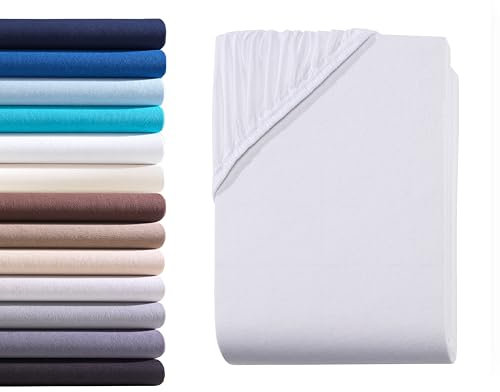 Hometex Premium Textiles Exclusive Spannbettlaken Spannbetttuch bis 25 cm Steghöhe | Bettlaken 100% Baumwolle | Extra starker Stoff 160 g/m² | Oeko-TEX® Made IN Green | 140-160x200 cm | Weiß
