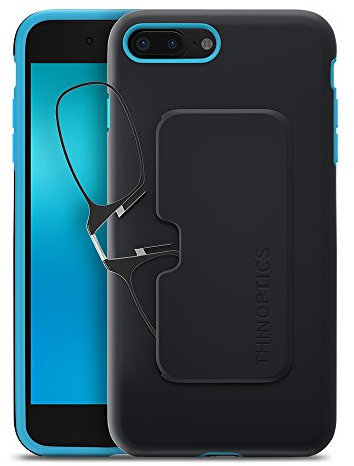 ThinOptics Fortify iPhone Case + Rectangular Reading Glasses, Iphone 7 Plus / 8 Plus-black Frames/Blue Case