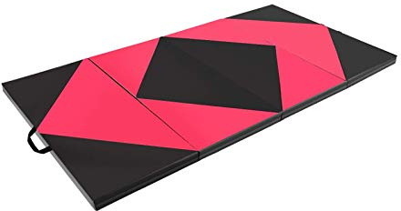 Dripex Folding Gymnastics Exercise Mat - 6FT/8FT Home Gym Mats with Carry Strap 5cm(2’’) Thick Foam Nonslip Soft PU Leather for Yoga/Tumbling/Camping/Pilates/Martial Arts Training/Floor Workout