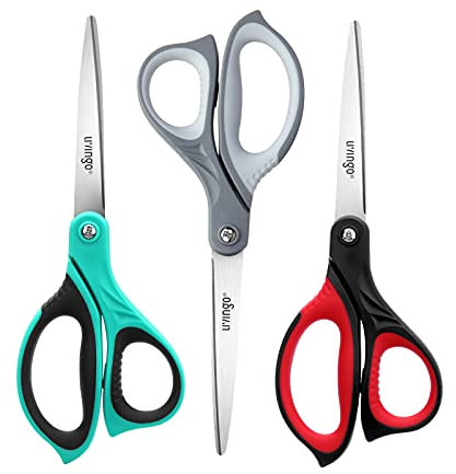 LIVINGO Crafting Scissors Set, 3 Pack 8.5 Ultra Sharp Blade Shears, Professional Ergonomic Comfort Grip Scissors for School Stationery Office Home Supplies Fabric Dressmaking DIY Cutting All Purpose