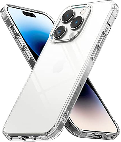 Ringke Fusion Compatible with iPhone 14 Pro Case, [Anti-Scratch] [Shockproof] Minimal Yellowing Clear Hard Back Bumper Cover for iPhone 6.1-Inch (2022) - Transparent