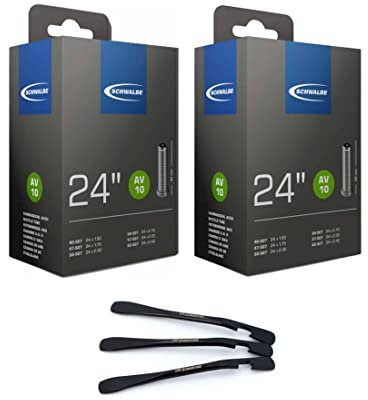 2er Set Schwalbe Fahrrad Schlauch AV10 40mm für 24 Zoll (40/62-507) inklusive 3 MSZweirad Reifenheber