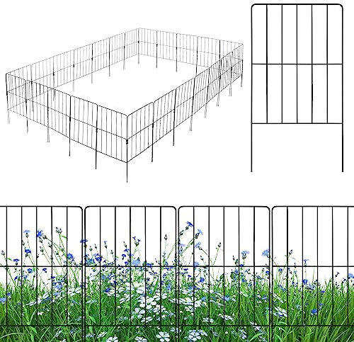 GOPLUS Valla de jardín de metal, 25 unidades, 60 cm de alto, juego completo, valla de metal para estanque para perros, jardín