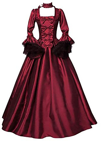 Vestido victoriano de reina medieval, vestido gótico, disfraz medieval, manga abombada, con longitud del suelo, vestido de manga trompeta, ropa renacentista, para Halloween, carnaval, fiesta, vestido